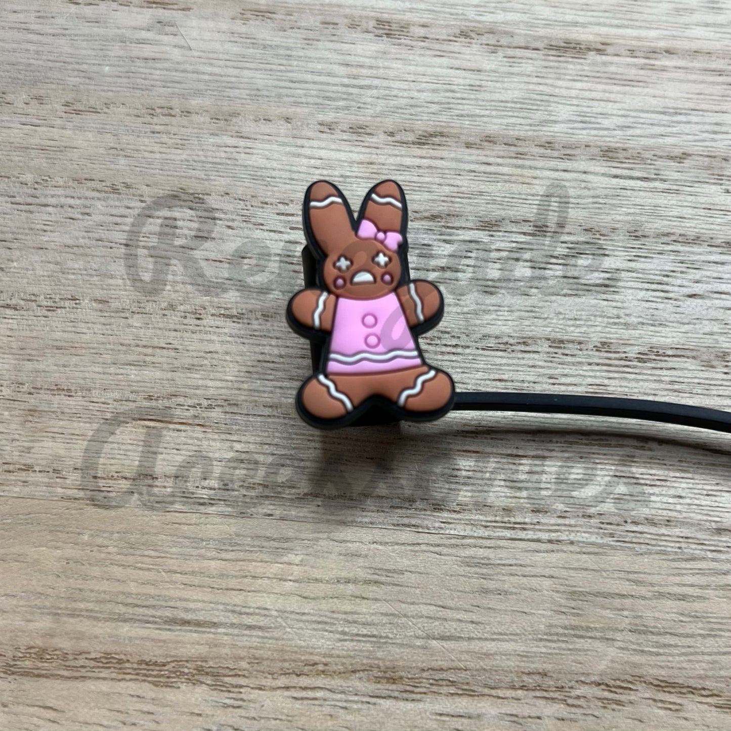 Straw Topper - Gingerbread Bunny