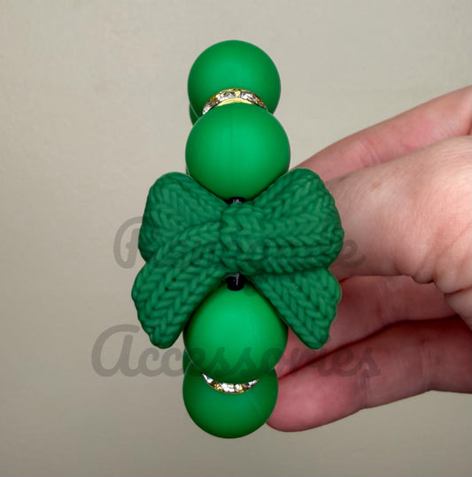 Silicone Charm - Green Sweater Bow