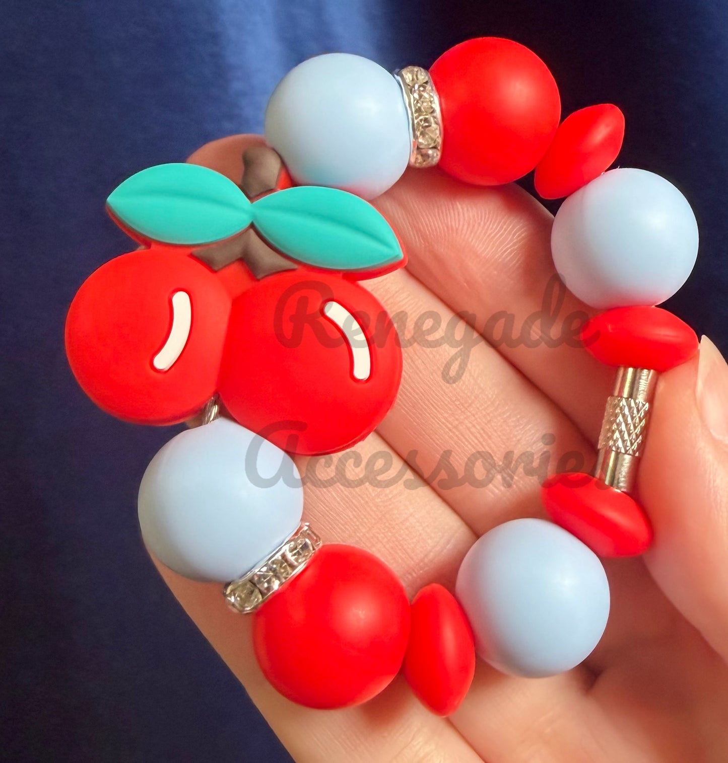 Silicone Charm - Cherry - Cherry Checkers