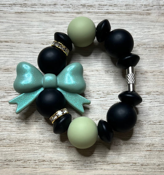 Silicone Charm - Opal Green Bow