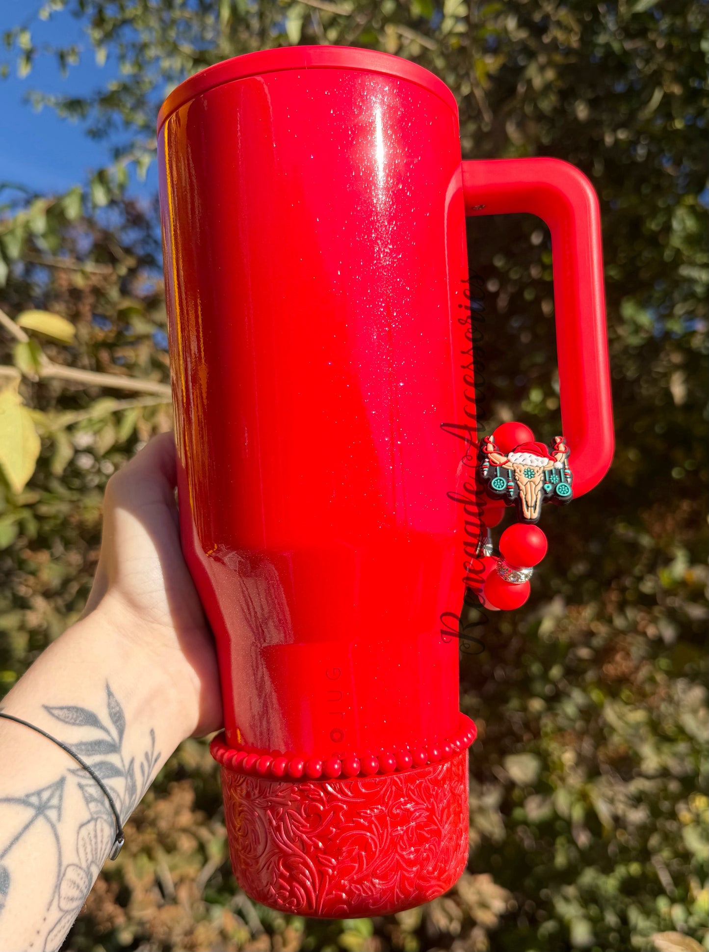 Silicone Charm - Longhorn Skull - Cowboy Christmas/Holly