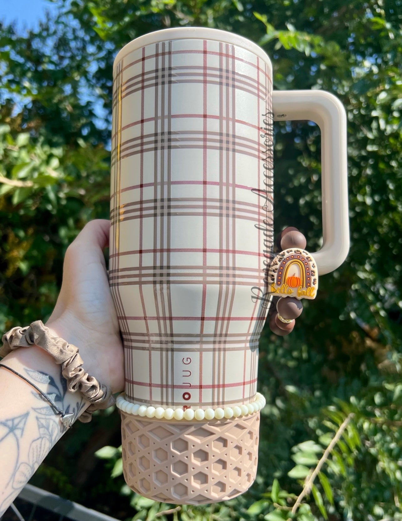 Silicone Charm - Hello Fall - Autumn Checkers/Caramel
