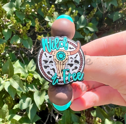 Silicone Charm - Wild & Free Skull