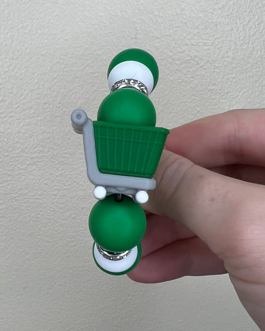 Silicone Charm - Green Shopping Cart