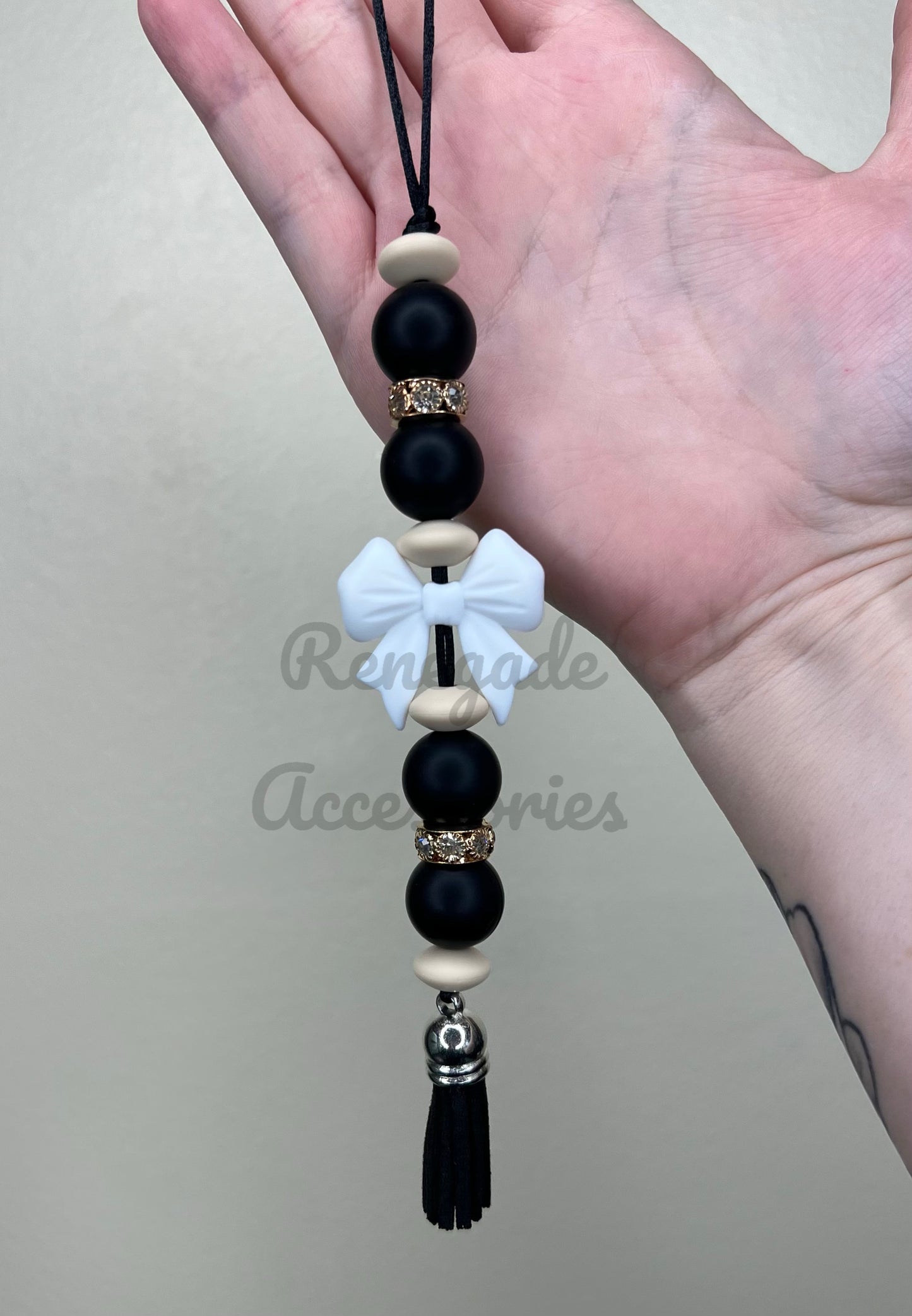 Silicone Charm - Enchanted Charms - White Bow - Black Tie