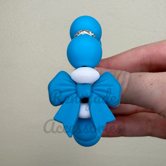 Silicone Charm - Blue Bow