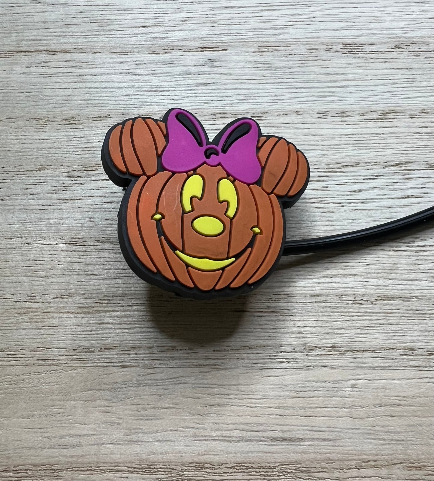 Straw Topper - Mouse Ears Pumpkin Bow