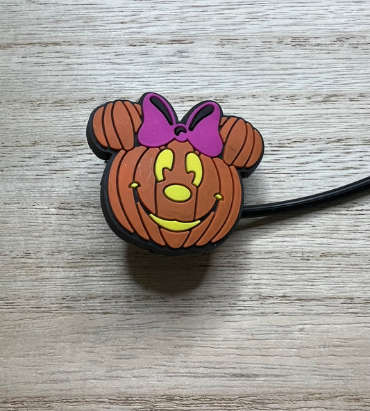 Straw Topper - Mouse Ears Pumpkin Bow