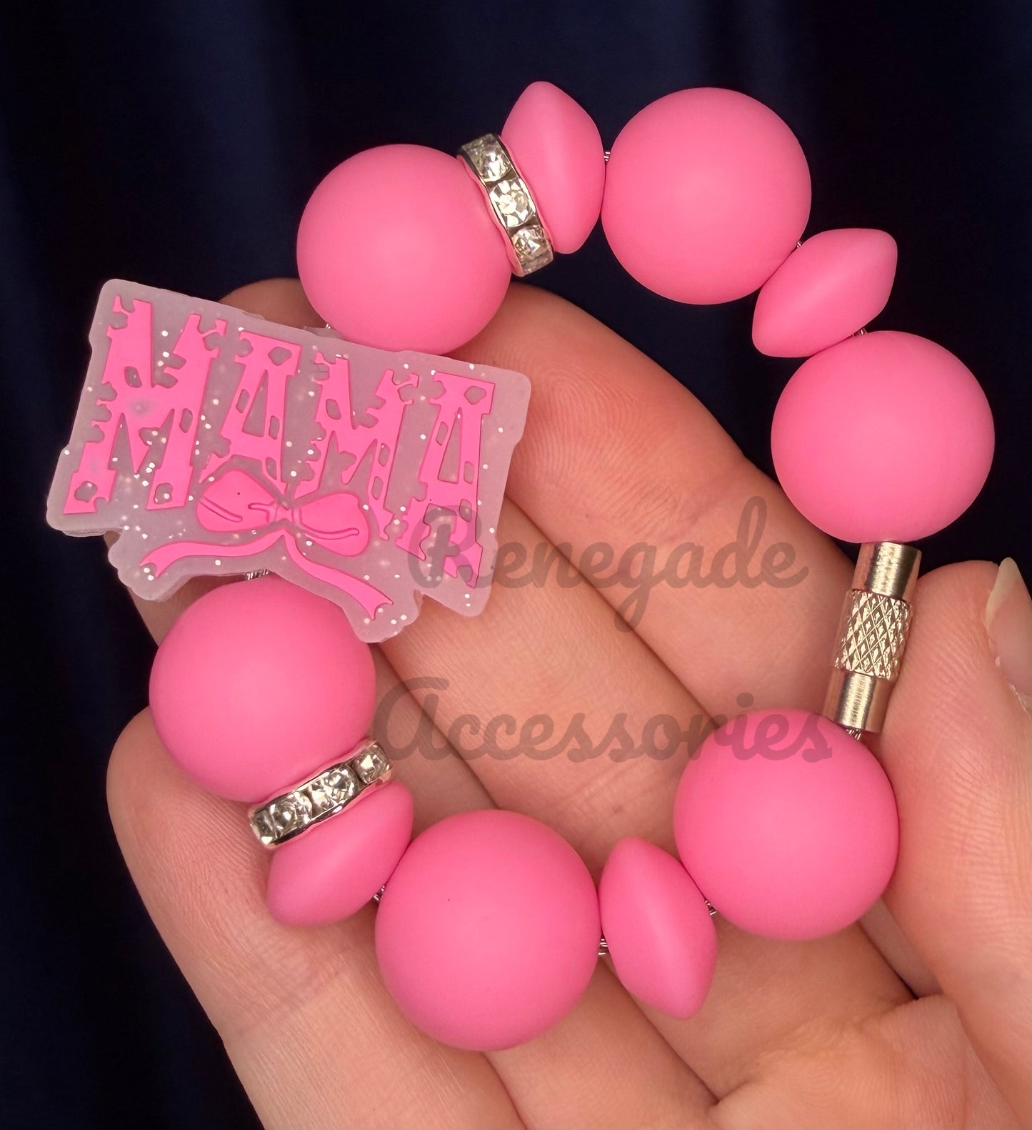 Silicone Charm - Mama Light Pink