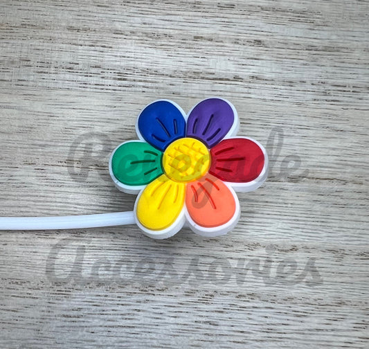 Straw Topper - Rainbow Flower - Pride