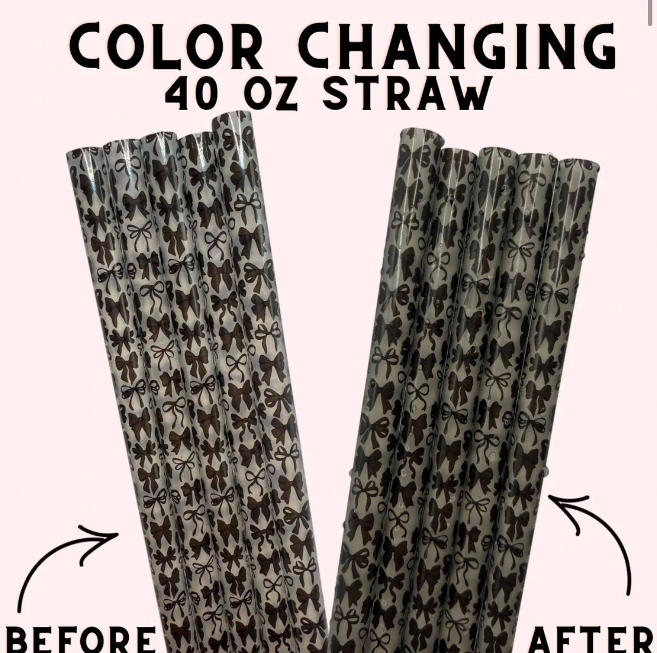 Color Changing Straw - Black Bows