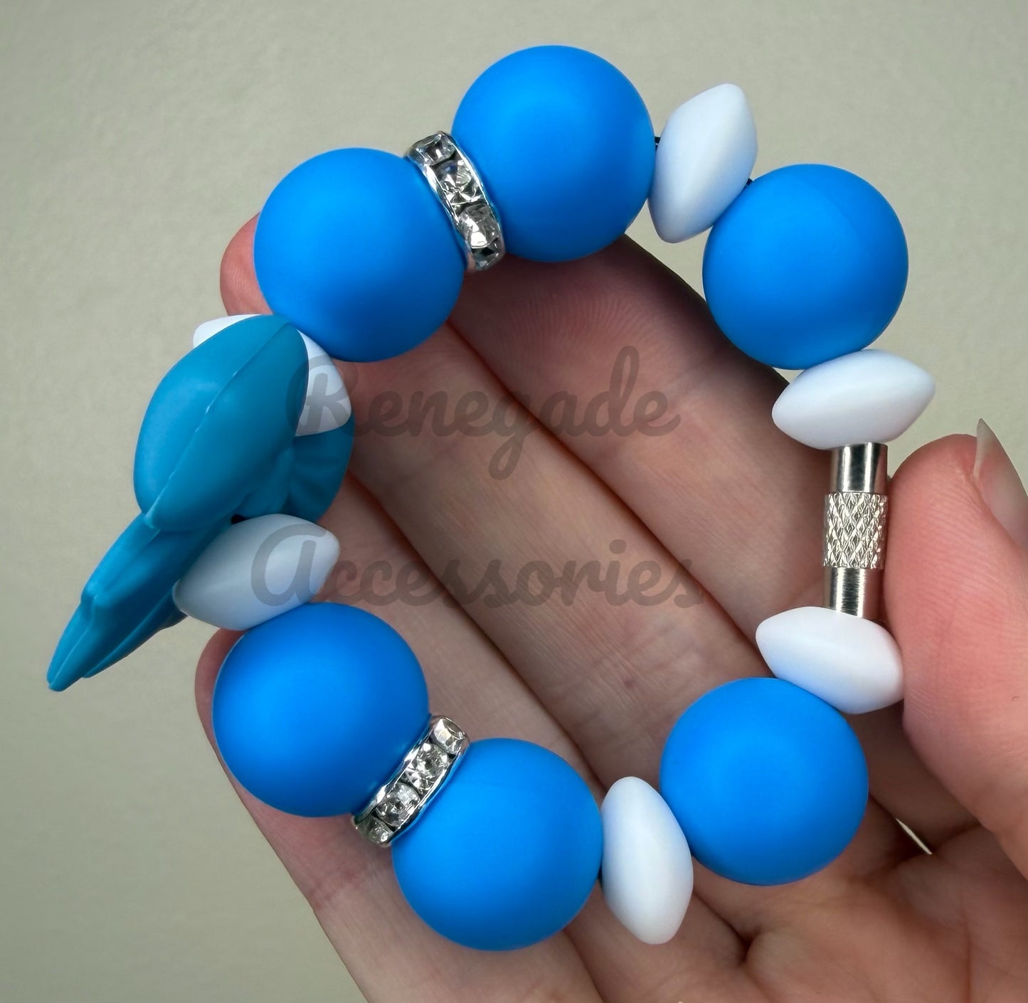 Silicone Charm - Blue Bow