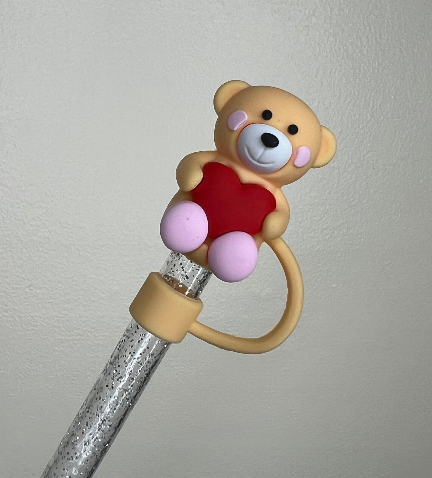 Straw Topper 3D - Heart Bear