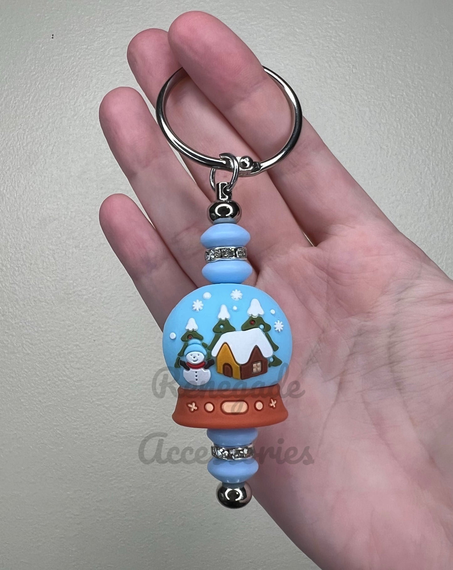 Silicone Charm - Keychain - Large Snow Globe (Double Sided)