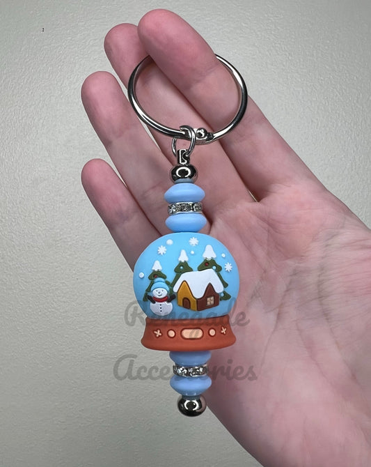 Silicone Charm - Keychain - Large Snow Globe (Double Sided)