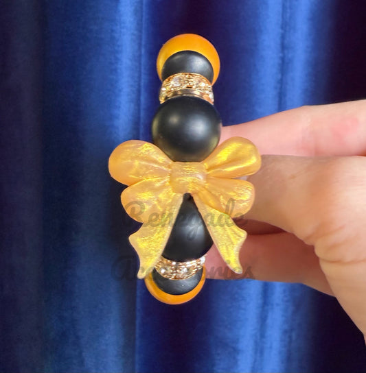 Silicone Charm - Gold Bow