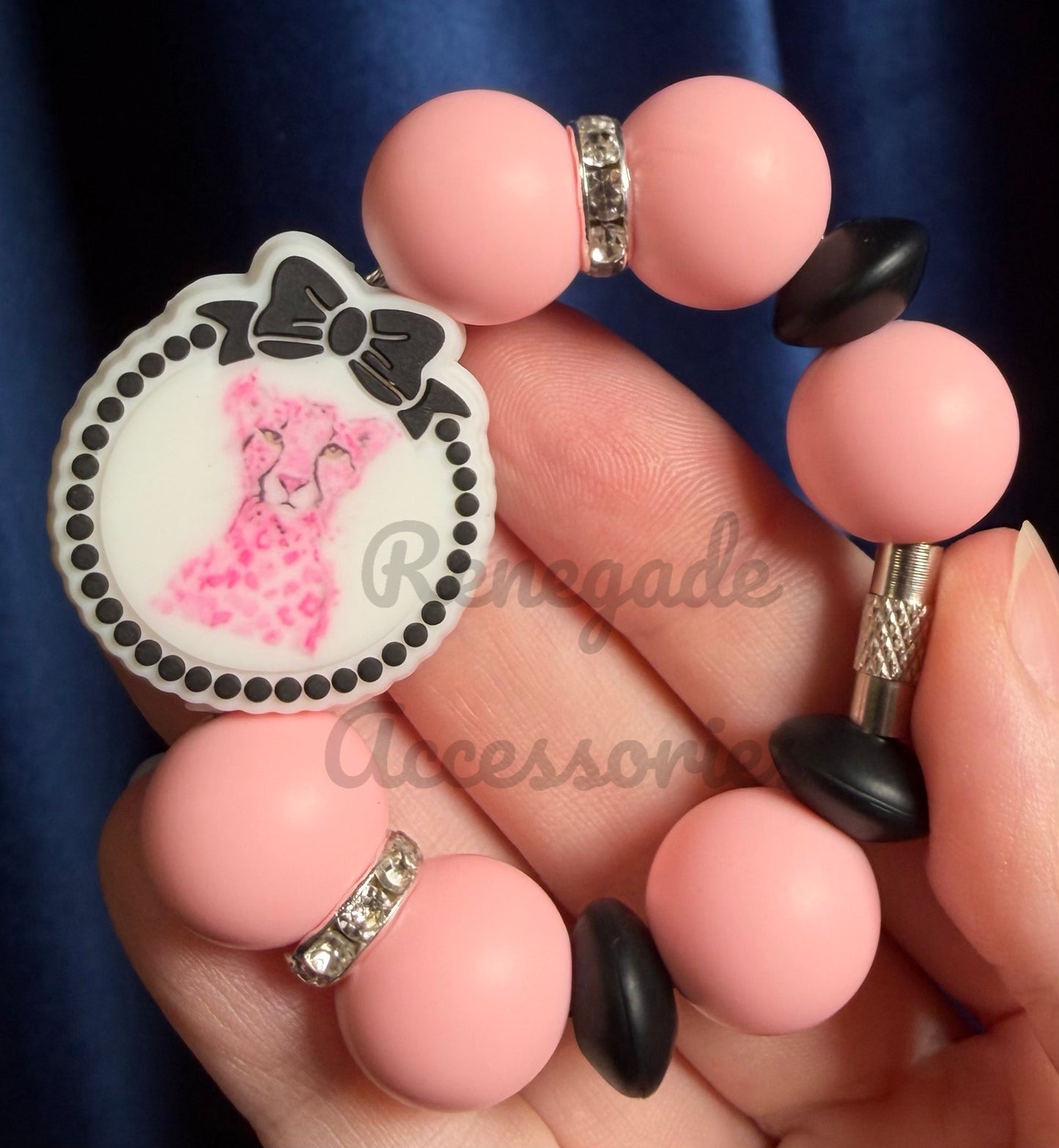 Silicone Charm - Leopard With Bow