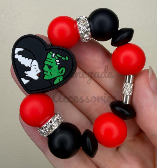 Silicone Charm - Frankenstein & Bride - Queen Of Hearts