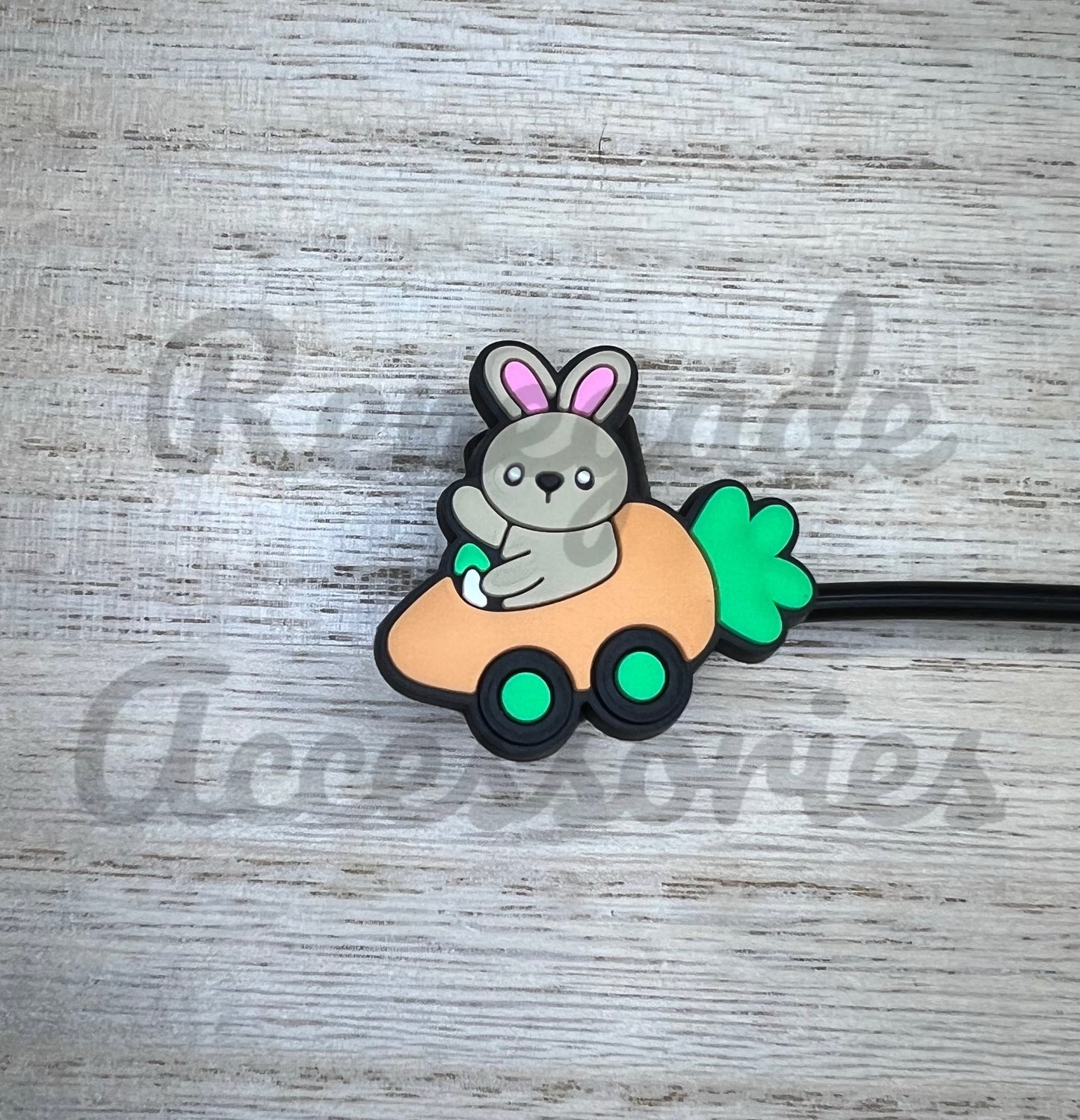 Straw Topper - Bunny Carrot Car