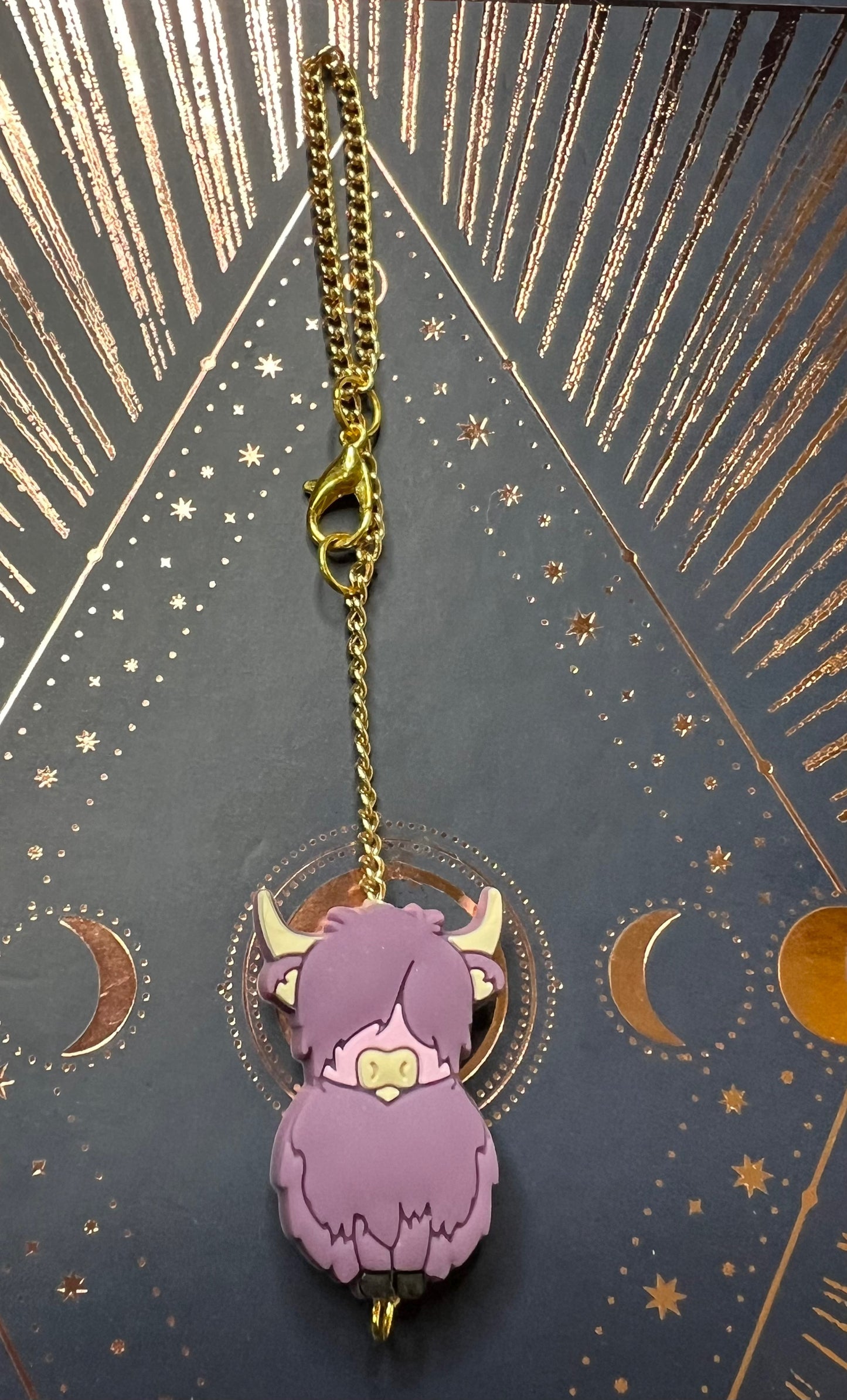 Metal Charm - Purple Highland Cow - Gold