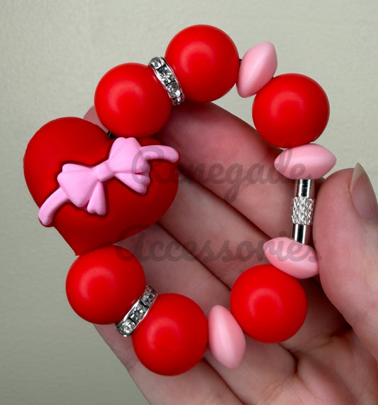 Silicone Charm - Heart Bow