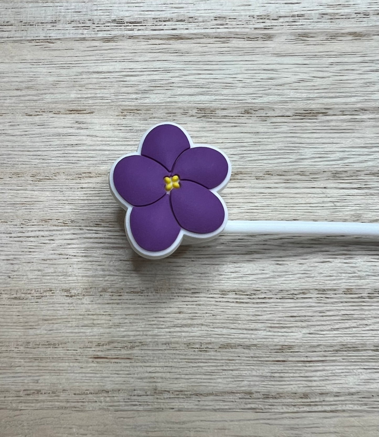 Straw Topper - Purple Flower