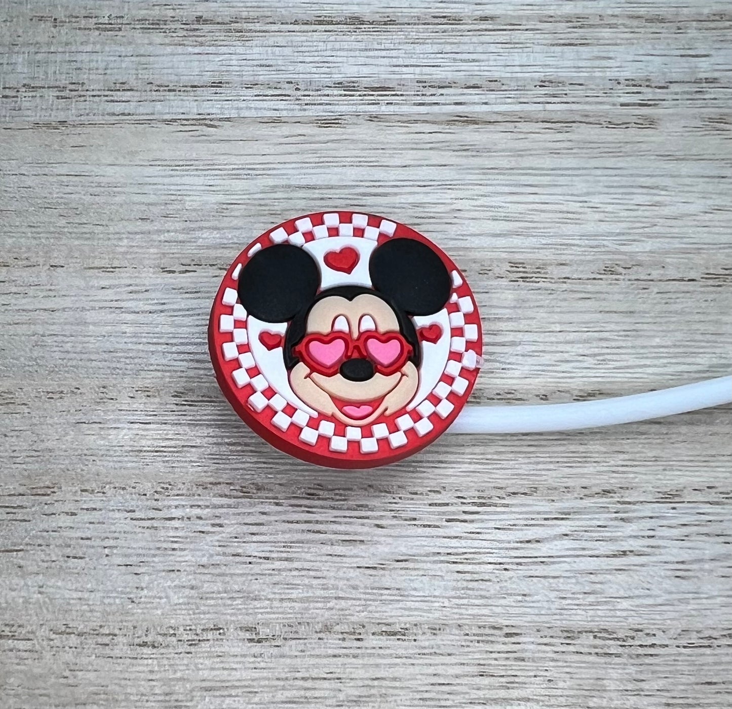 Straw Topper - Valentines Mouse Ears Boy