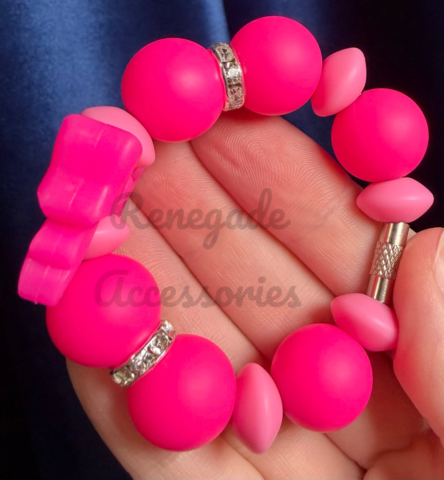 Silicone Charm - Hot Pink Bow
