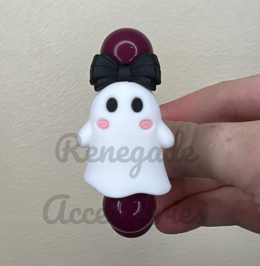 Silicone Charm - Ghost Black Bow - Ember