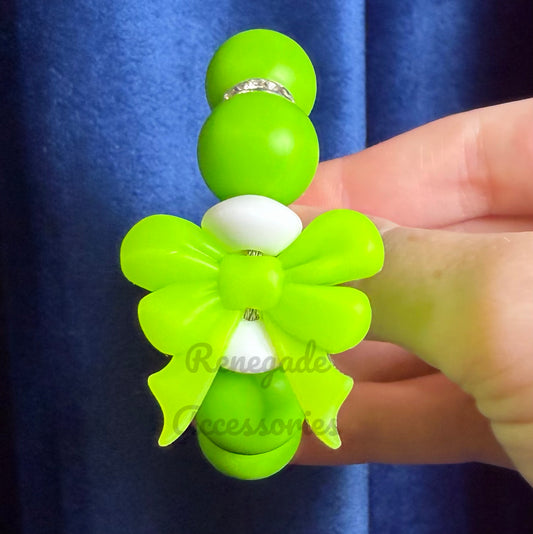 Silicone Charm - Lime Green Bow