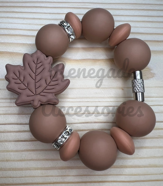 Silicone Charm - Light Brown Leaf