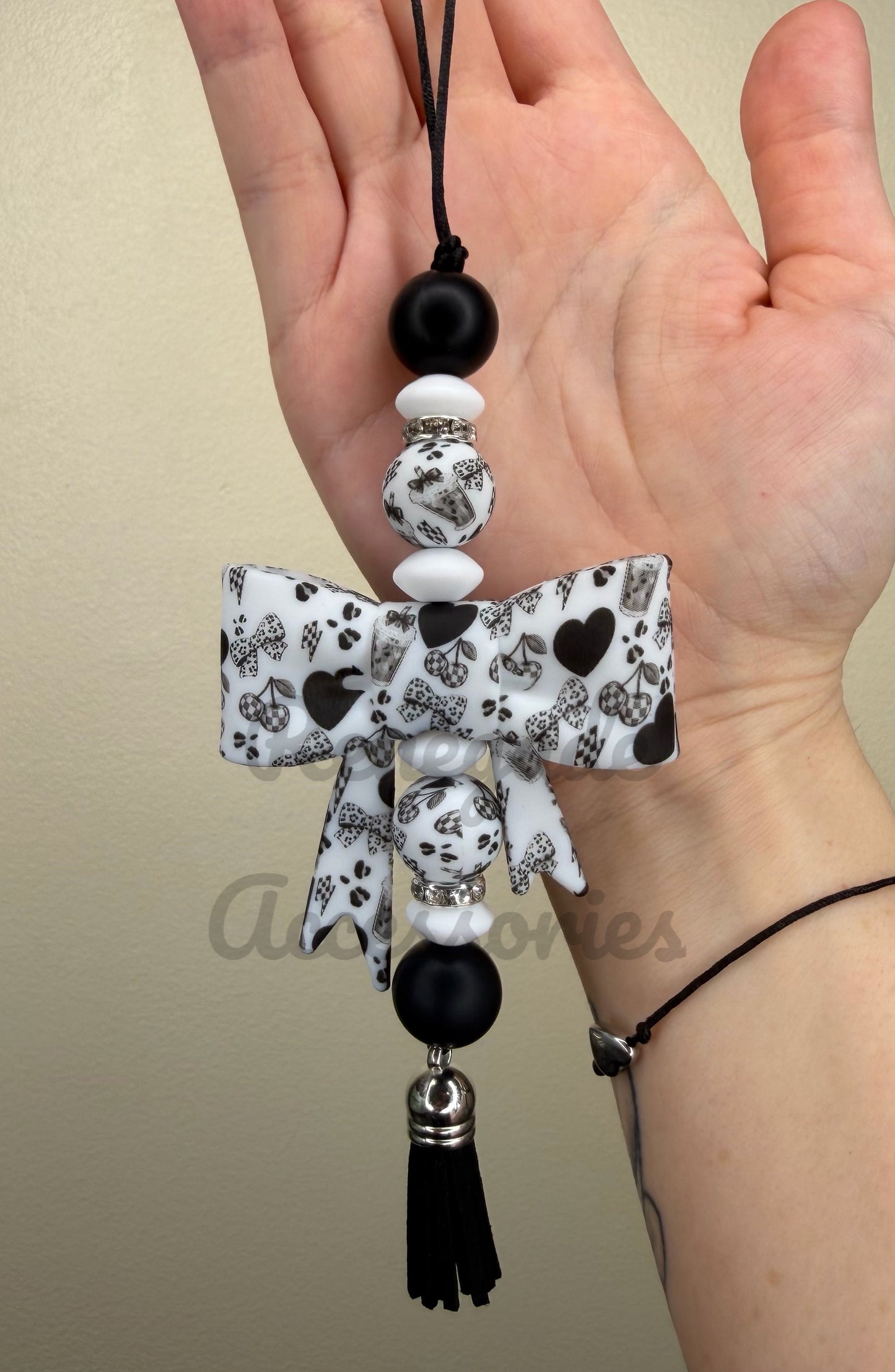 Silicone Charm - Enchanted Charms - White Bow Checkered & Leopard