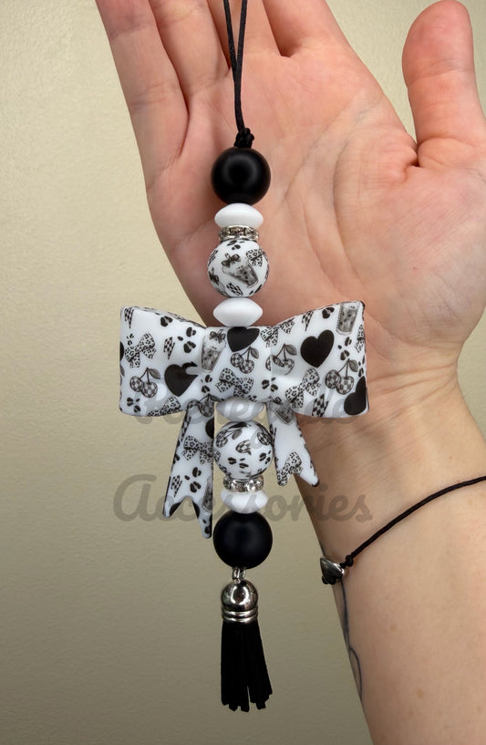 Silicone Charm - Enchanted Charms - White Bow Checkered & Leopard