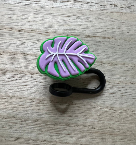 Straw Topper - Purple Monstera - Flower