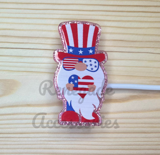 Straw Topper - Acrylic - Fourth Of July Gnome