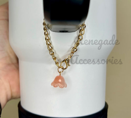 Metal Charm - Flower - Peach