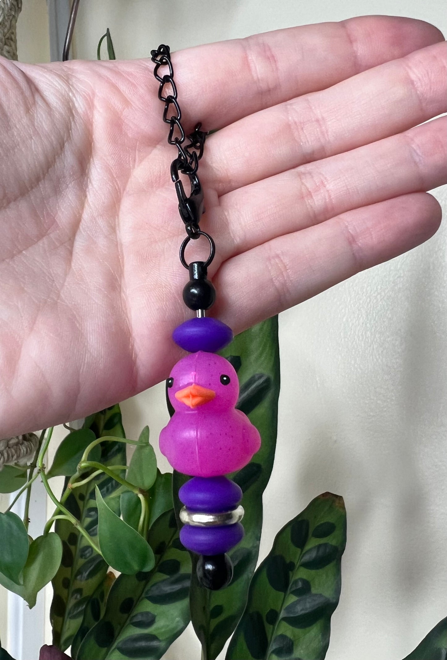 Silicone Charm - Glitter Fuschia Ducky