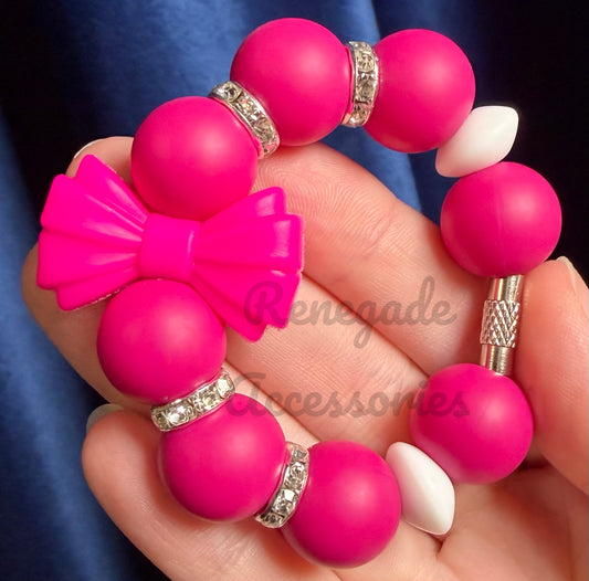 Silicone Charm - Magenta Bow