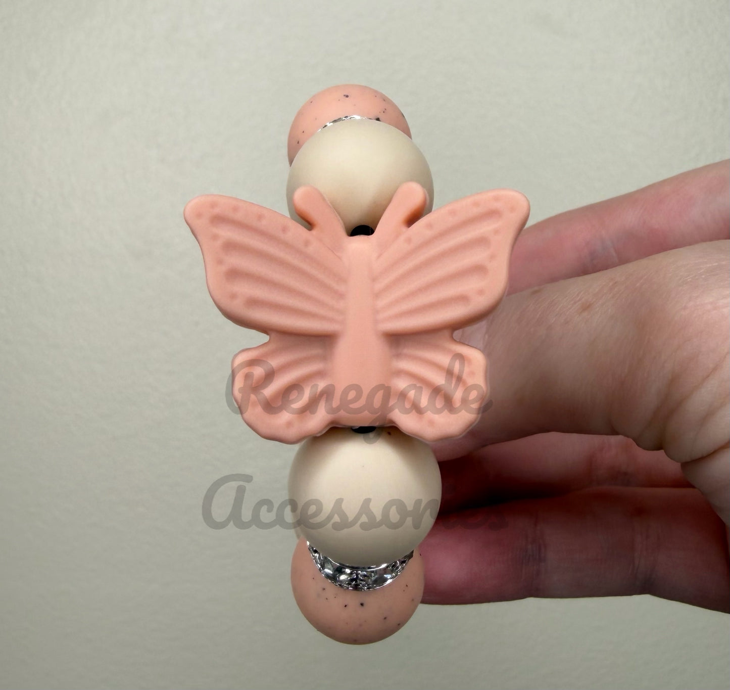 Silicone Charm - Pink/Peach Butterfly