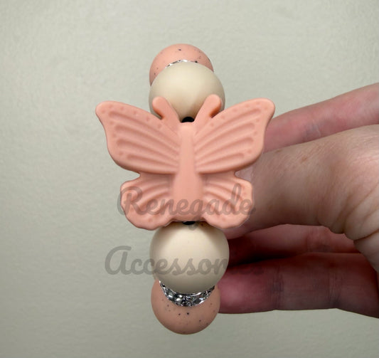 Silicone Charm - Pink/Peach Butterfly