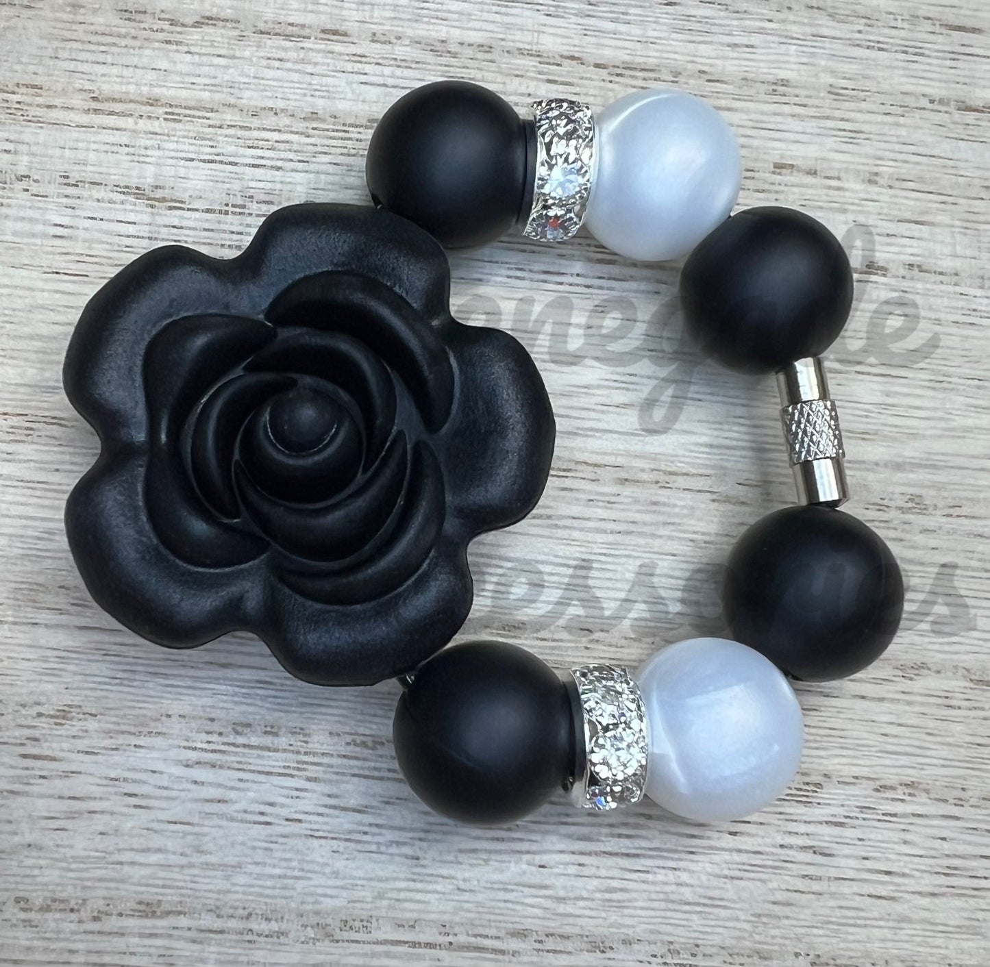 Silicone Charm - Black Rose