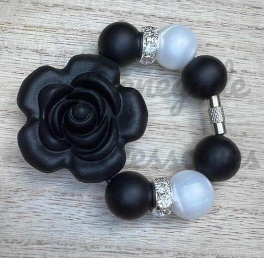 Silicone Charm - Black Rose