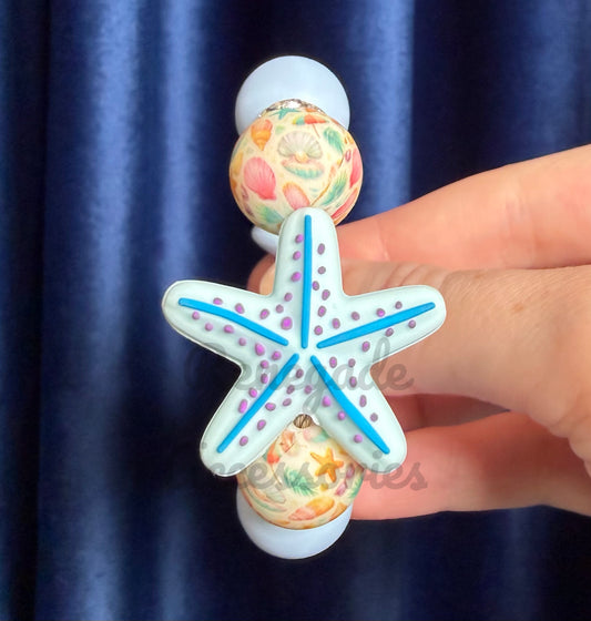 Silicone Charm - Blue Starfish/Seashell