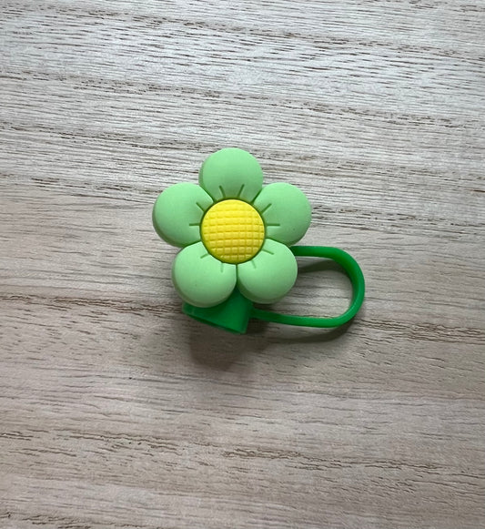 Straw Topper - Green Flower