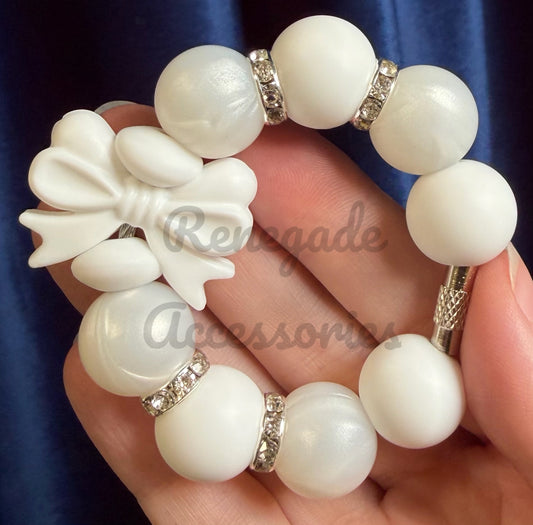 Silicone Charm - White Bow