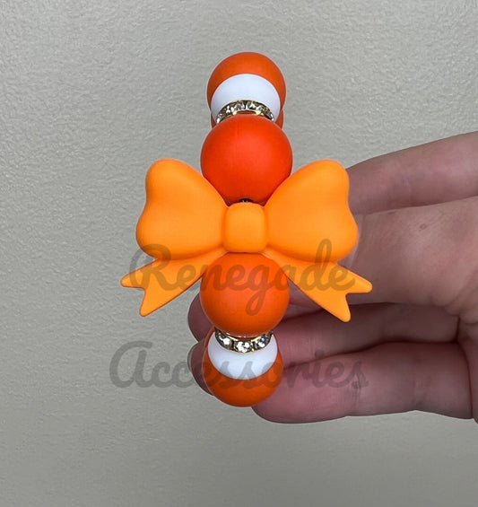 Silicone Charm - Tangerine Bow
