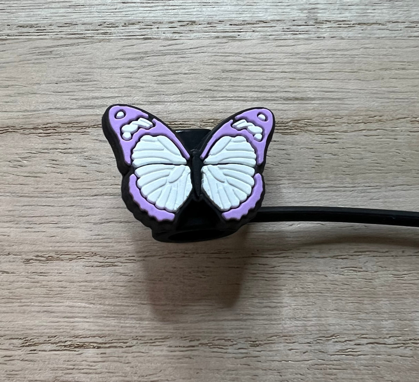 Straw Topper - Purple Butterfly