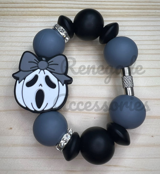 Silicone Charm - Ghostface Pumpkin Bow