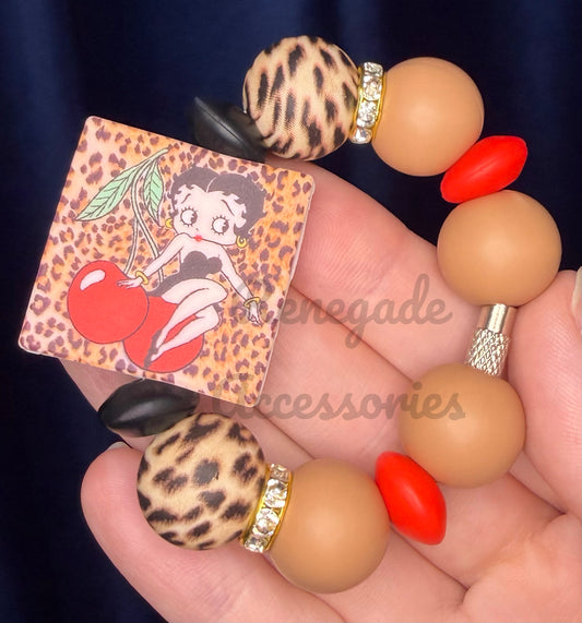 Silicone Charm - Betty Leopard Cherry