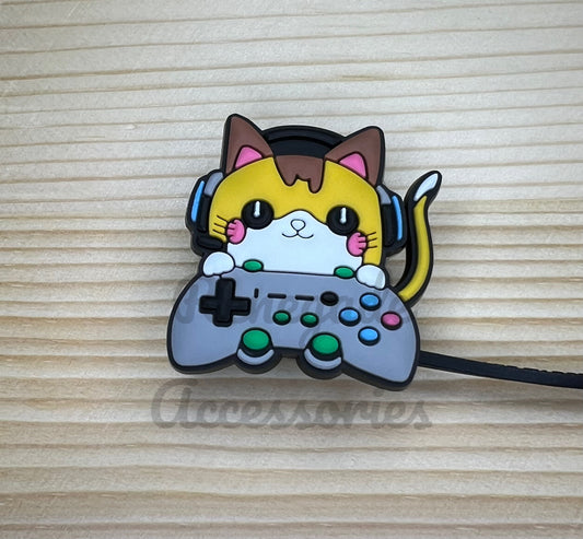 Straw Topper - Gaming Cat